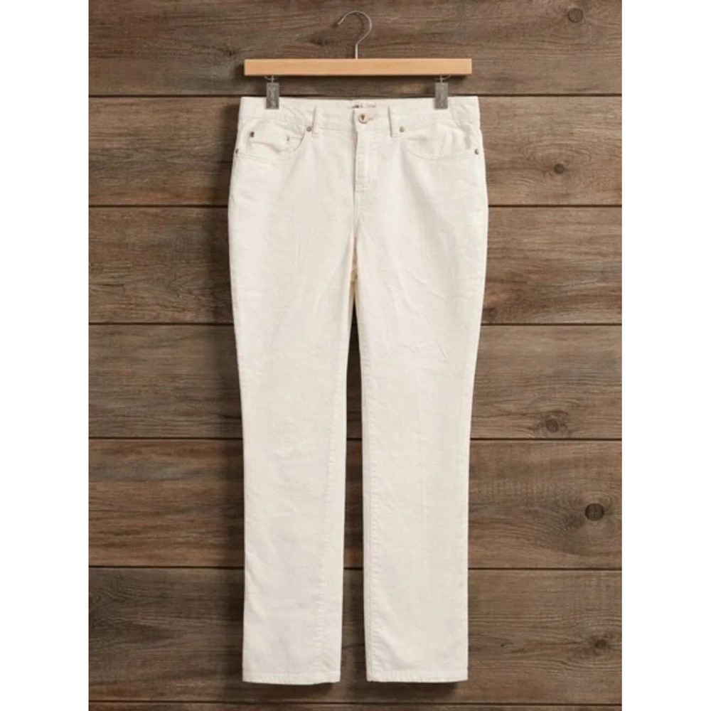 Eileen Fisher White Organic Cotton Straight Leg Pants Size 8 Made in Portugal